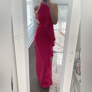 badgley Miscka hot pink ruffle dress